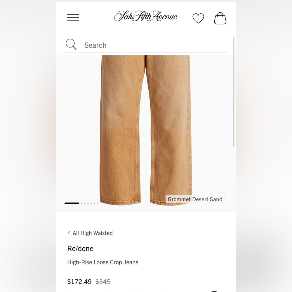 Re/Done Men's High Waisted Jeans - Desert Sand